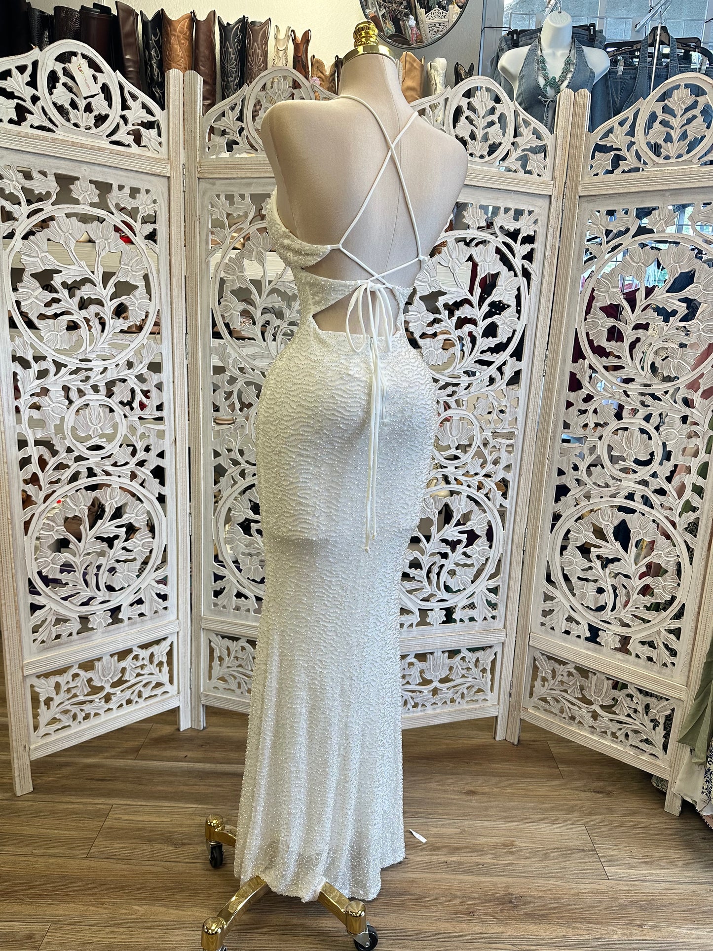 Pearl Embellished Maxi Dress - Estira, Stretchy