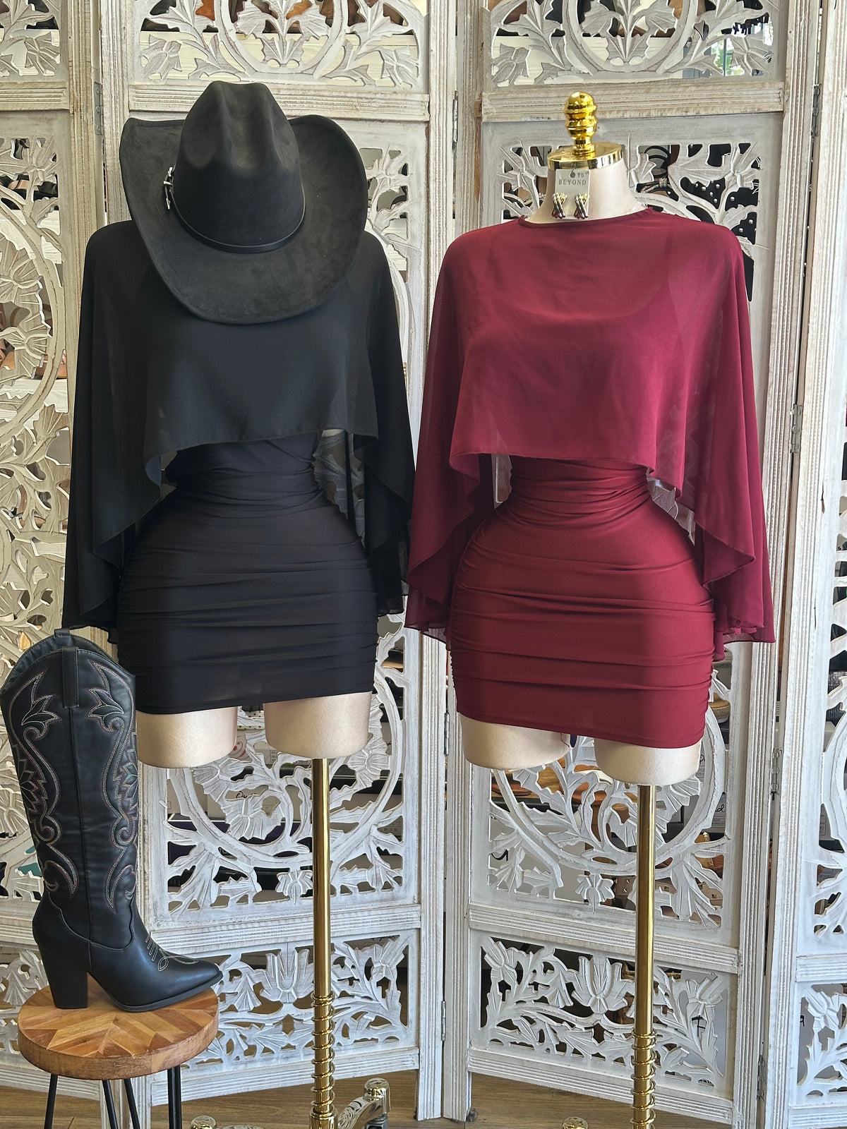 Zenith Capelet  Dress- Estira , Stretchy