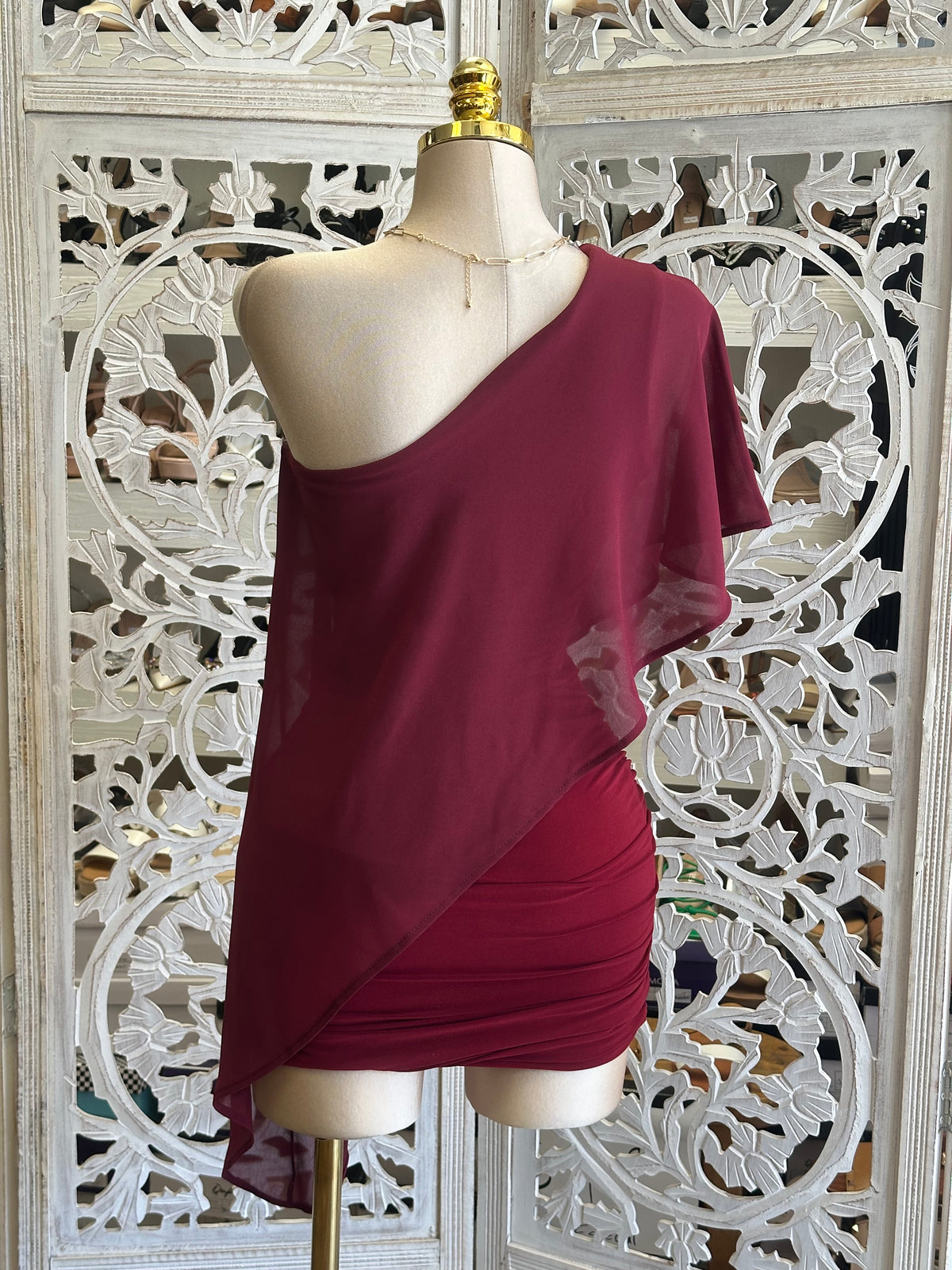 Solstice Chiffon Mini Dress- Estira , Stretchy