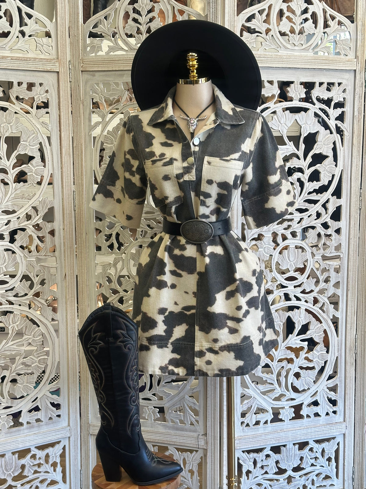 Abilene Shirt Dress Mini Dress- No Estira, Not Stretchy