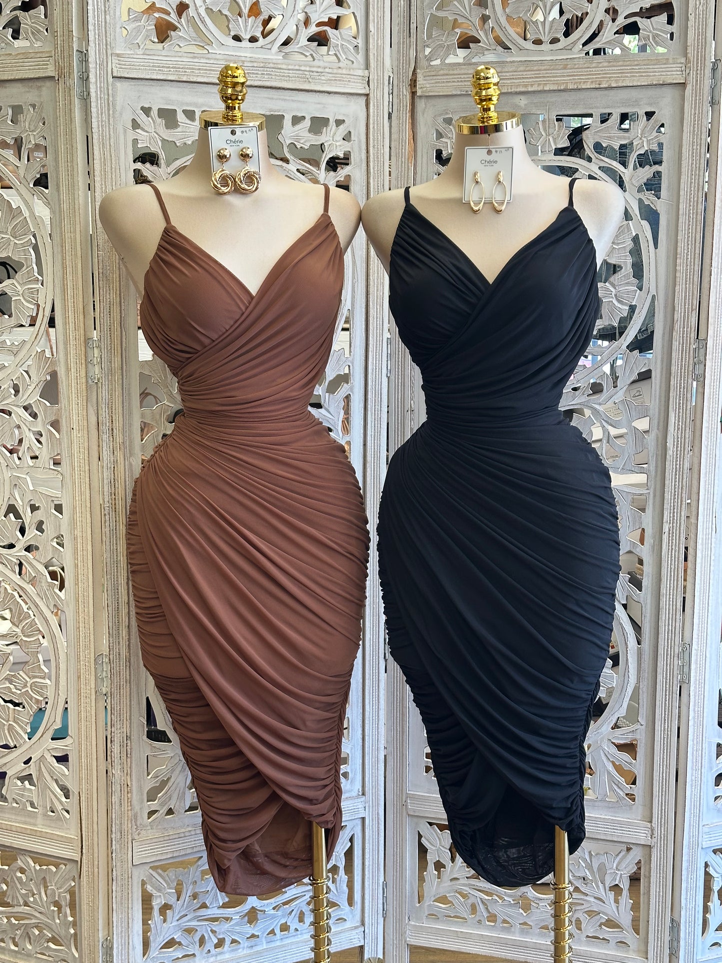 Wrapped Mesh Cocktail Dress-Estira Stretchy
