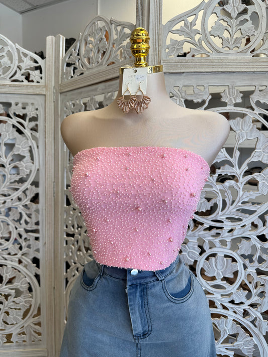 Embellished Pink Top - Estira, Stretchy