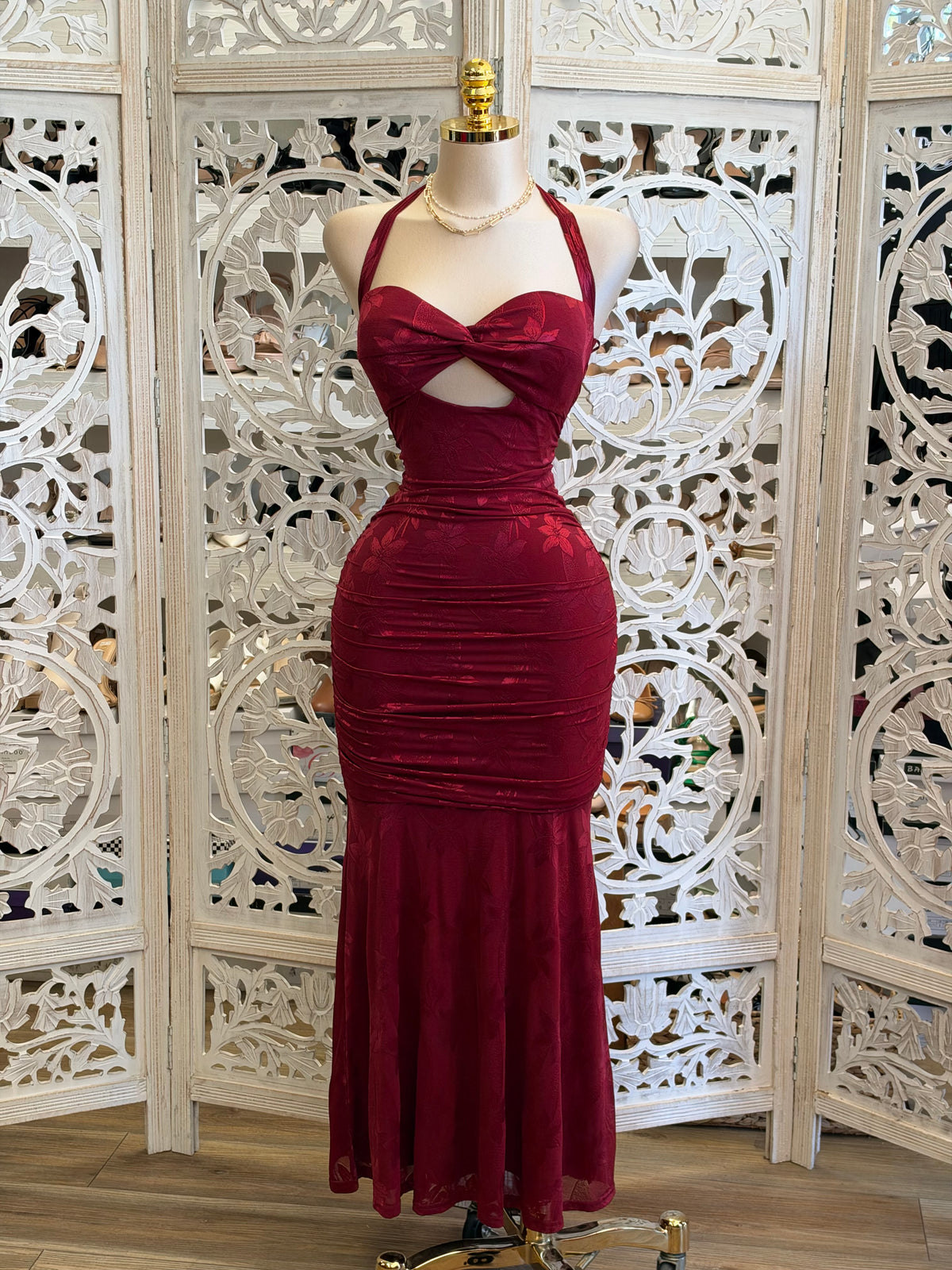 Velvet-Wine Solace Dress- Estira , Stretchy