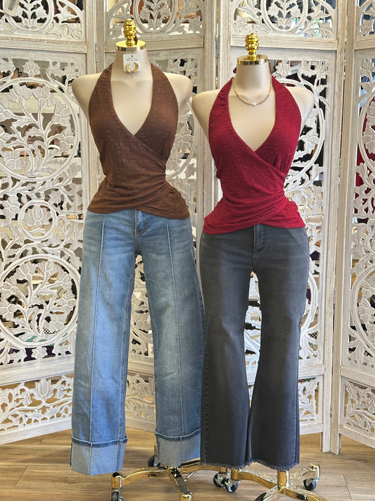 Wrapped Halter Top - Estira, Stretchy