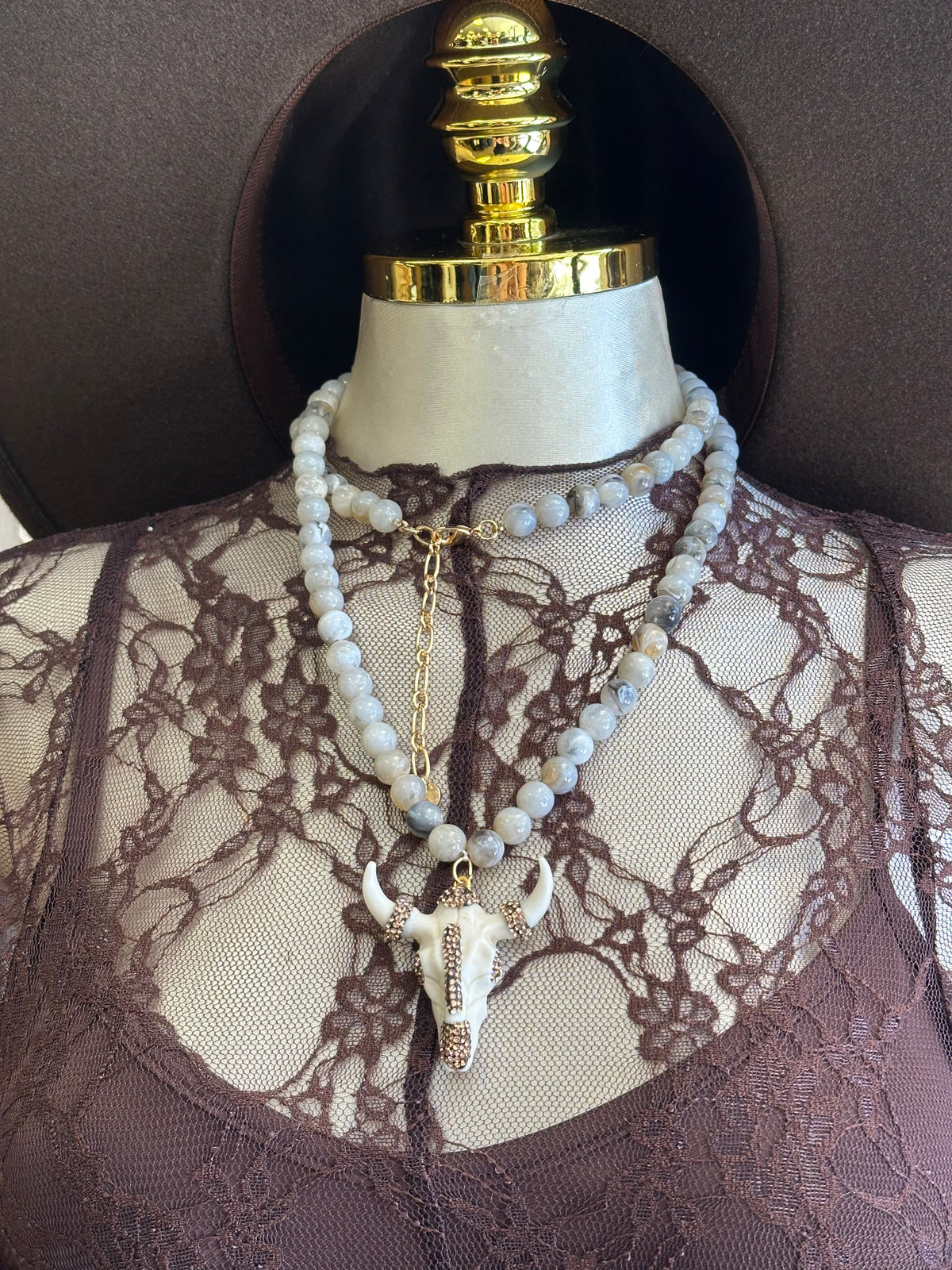 Gilded Longhorn Statement Necklace