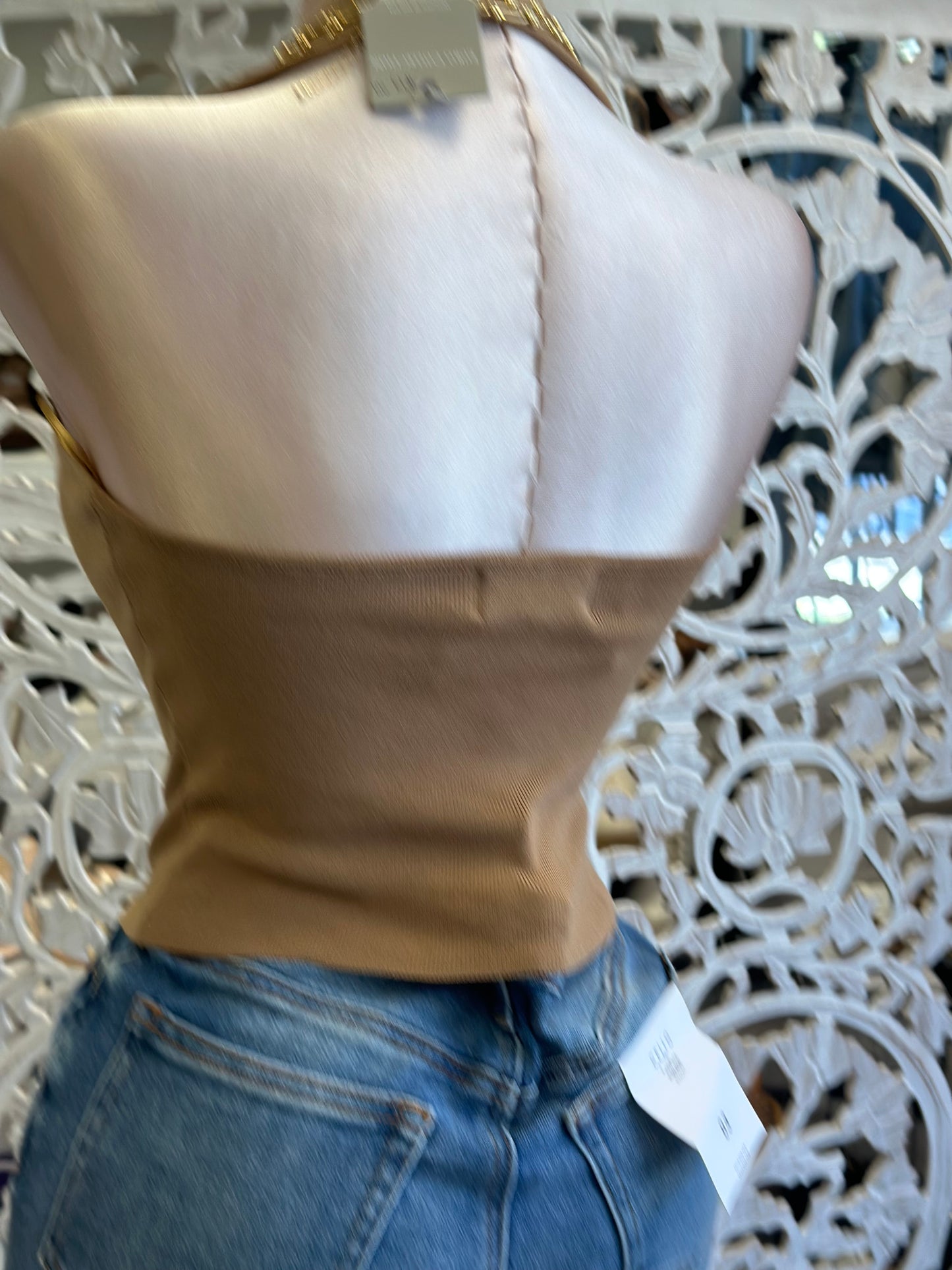 Light Brown Halter Ribbed Top