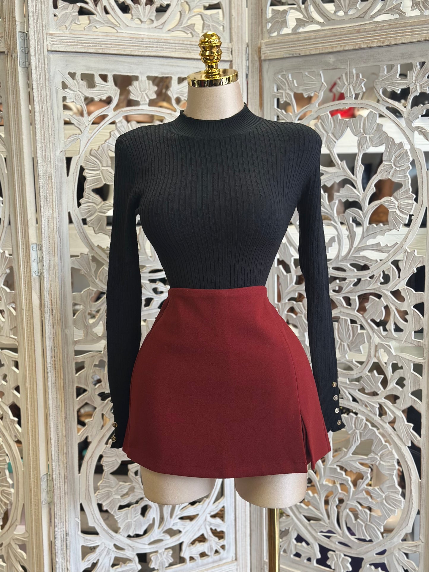 Burgundy Blazer and Skort Set- Estira,Stretchy