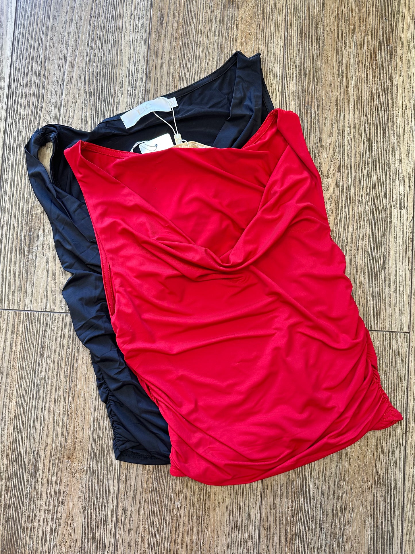 Cowl Neck Ruched Blouse- Estira, Stretchy