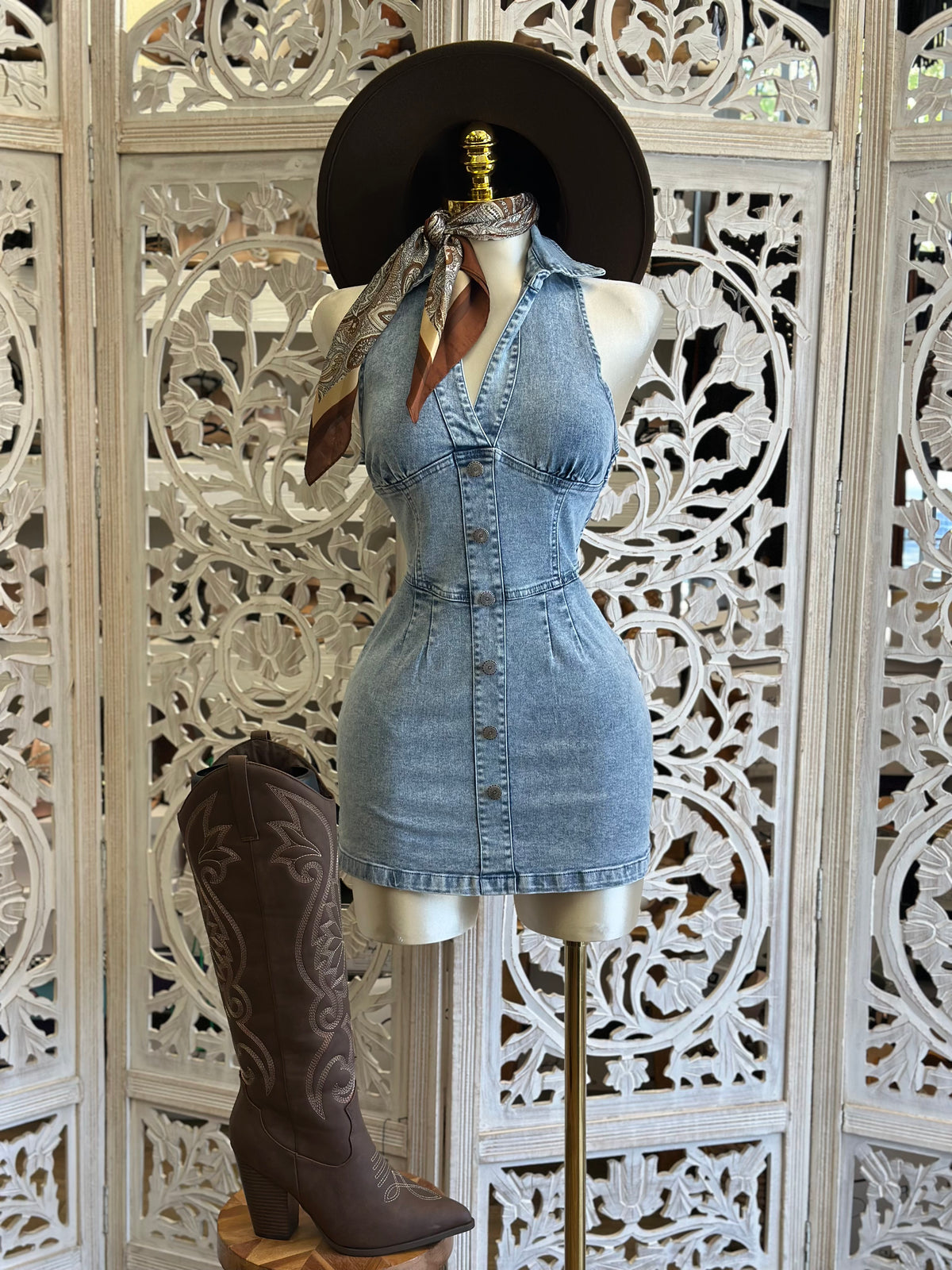 Wildwood Paneled Denim Dress - Slightly Stretchy, Estira Poco