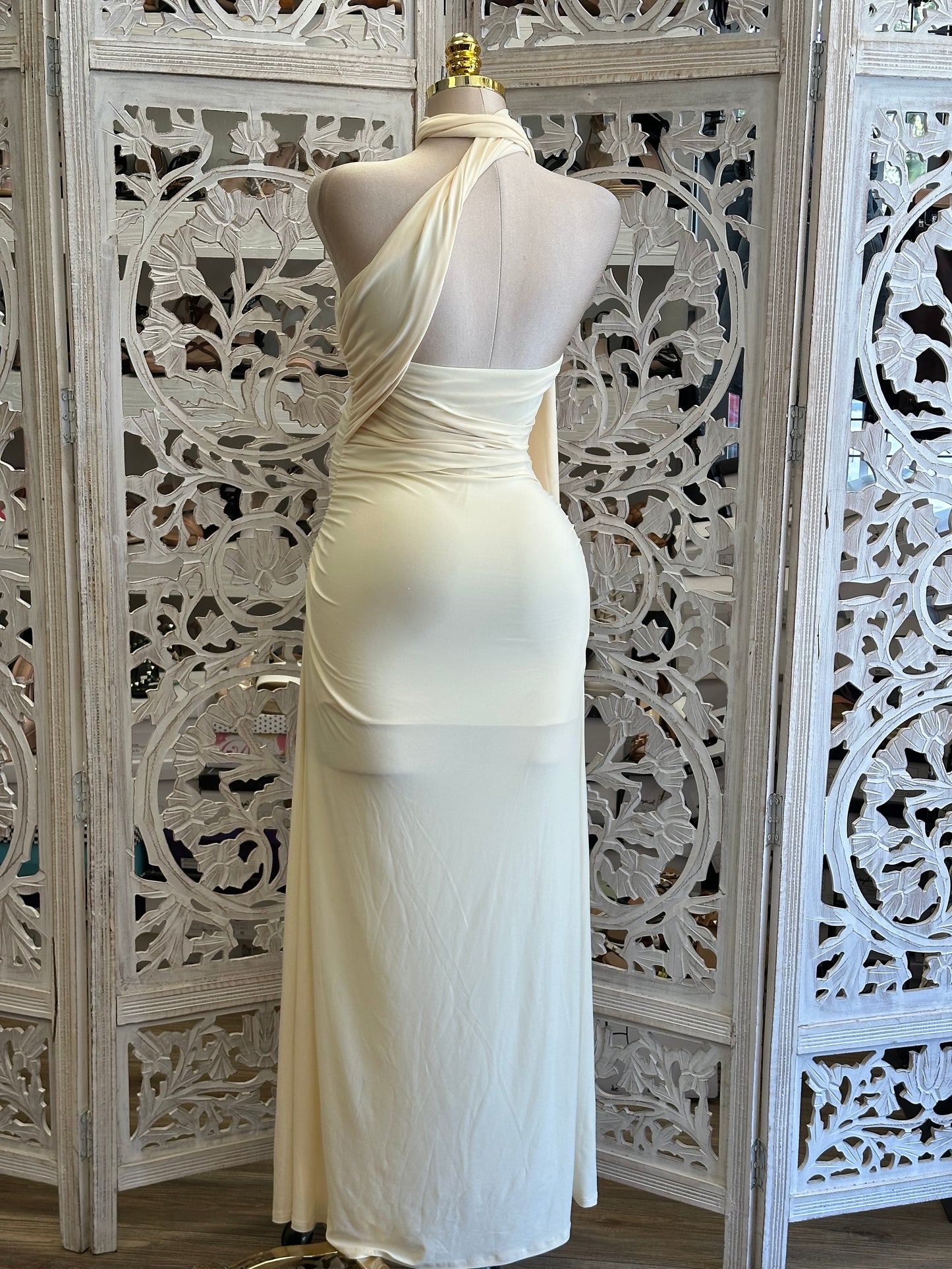 Chic Scarfed Midi Dress-Estira Stretchy