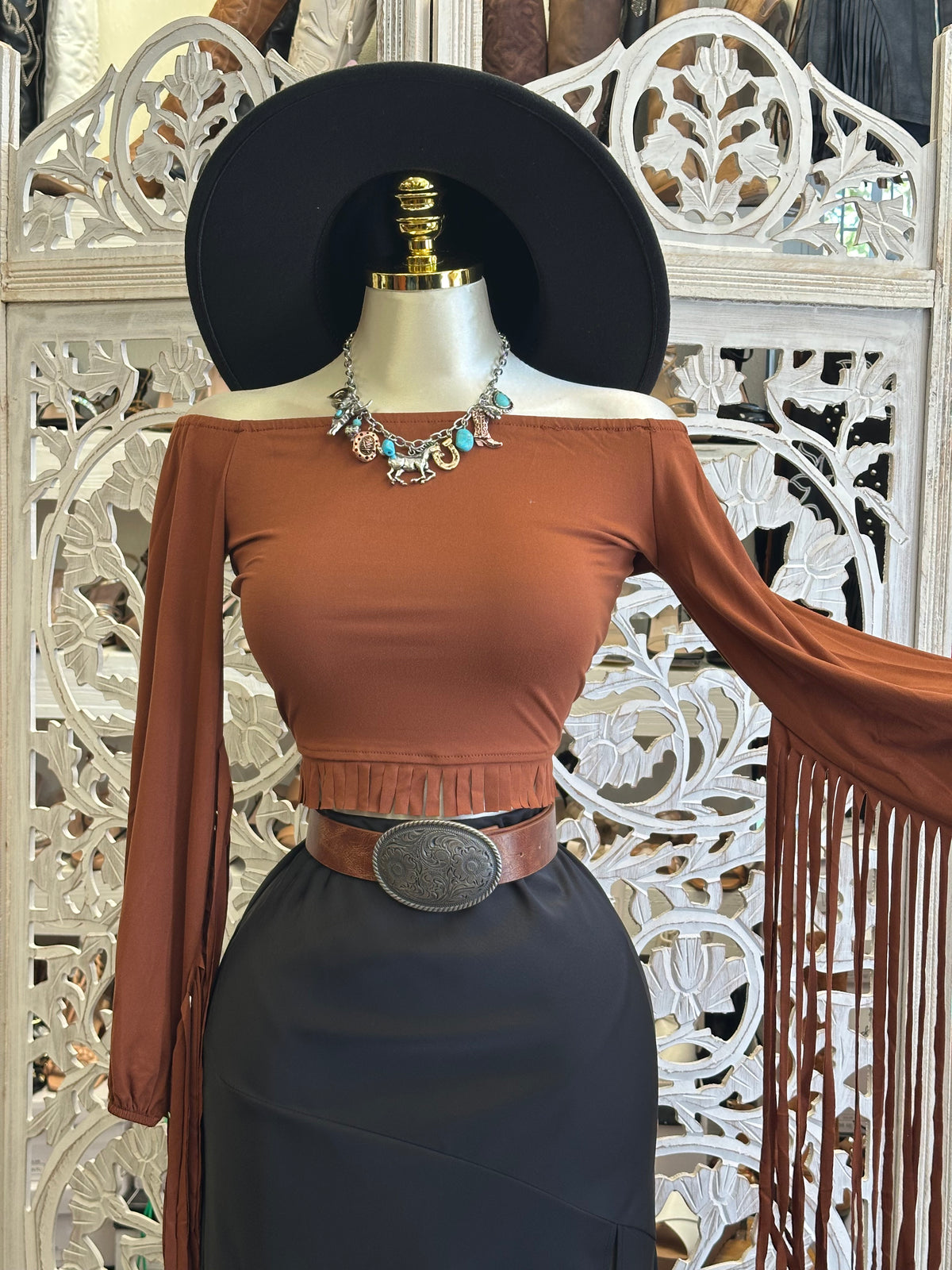 Stagecoach Fringe Crop Top - Stretchy, Estira