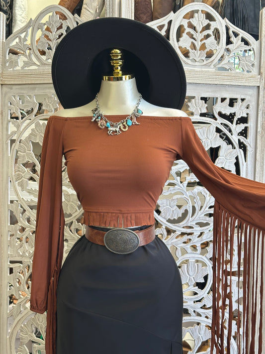 Stagecoach Fringe Crop Top - Stretchy, Estira