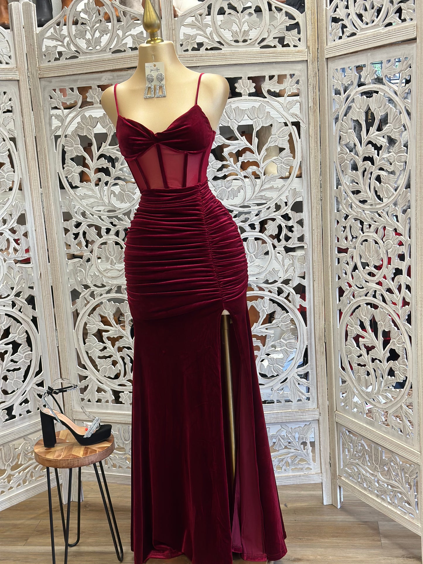 Burgundy Velvet Corset Gown