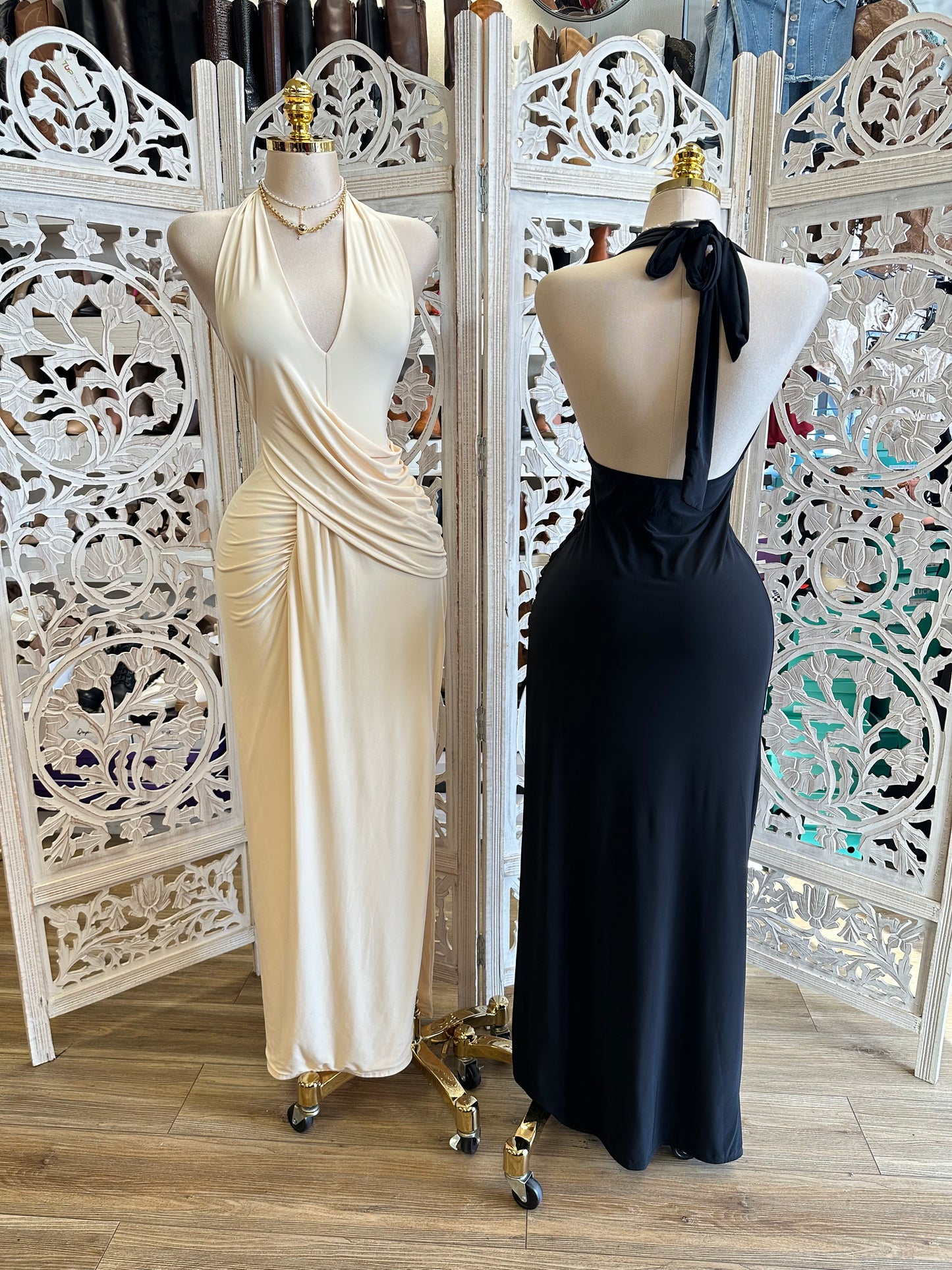 Cross Over Draped Dress-Stretchy,Estira