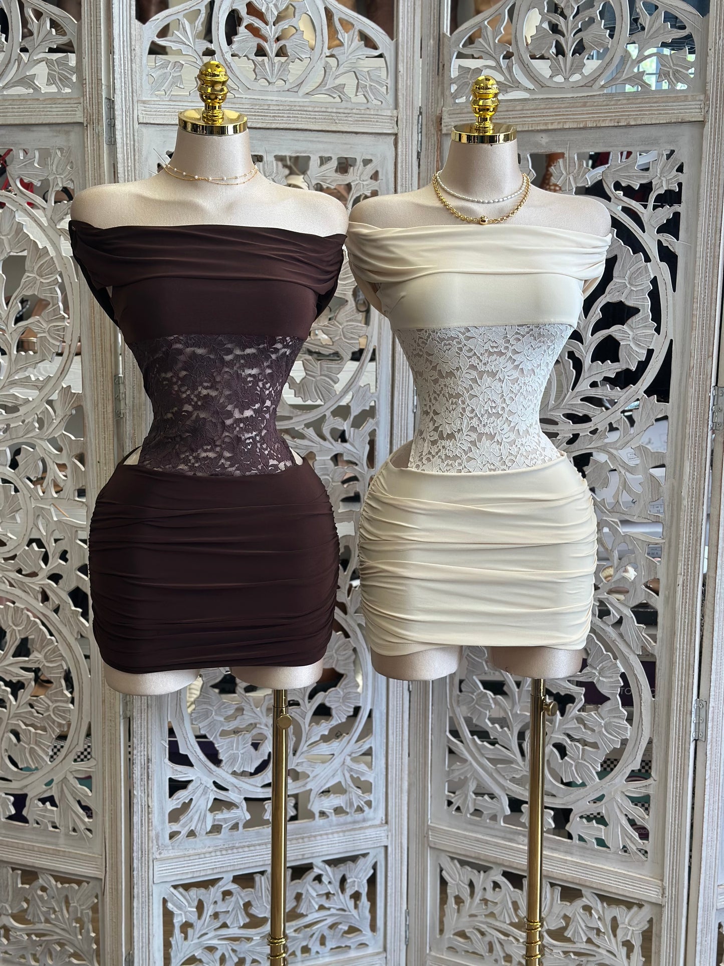 Lace Cutout  Mini Dress- Stretchy, Estira