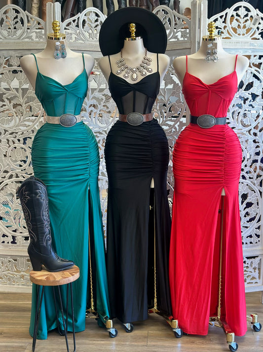 Mermaid Mesh Corset Maxi Dress - Estira, Stretchy