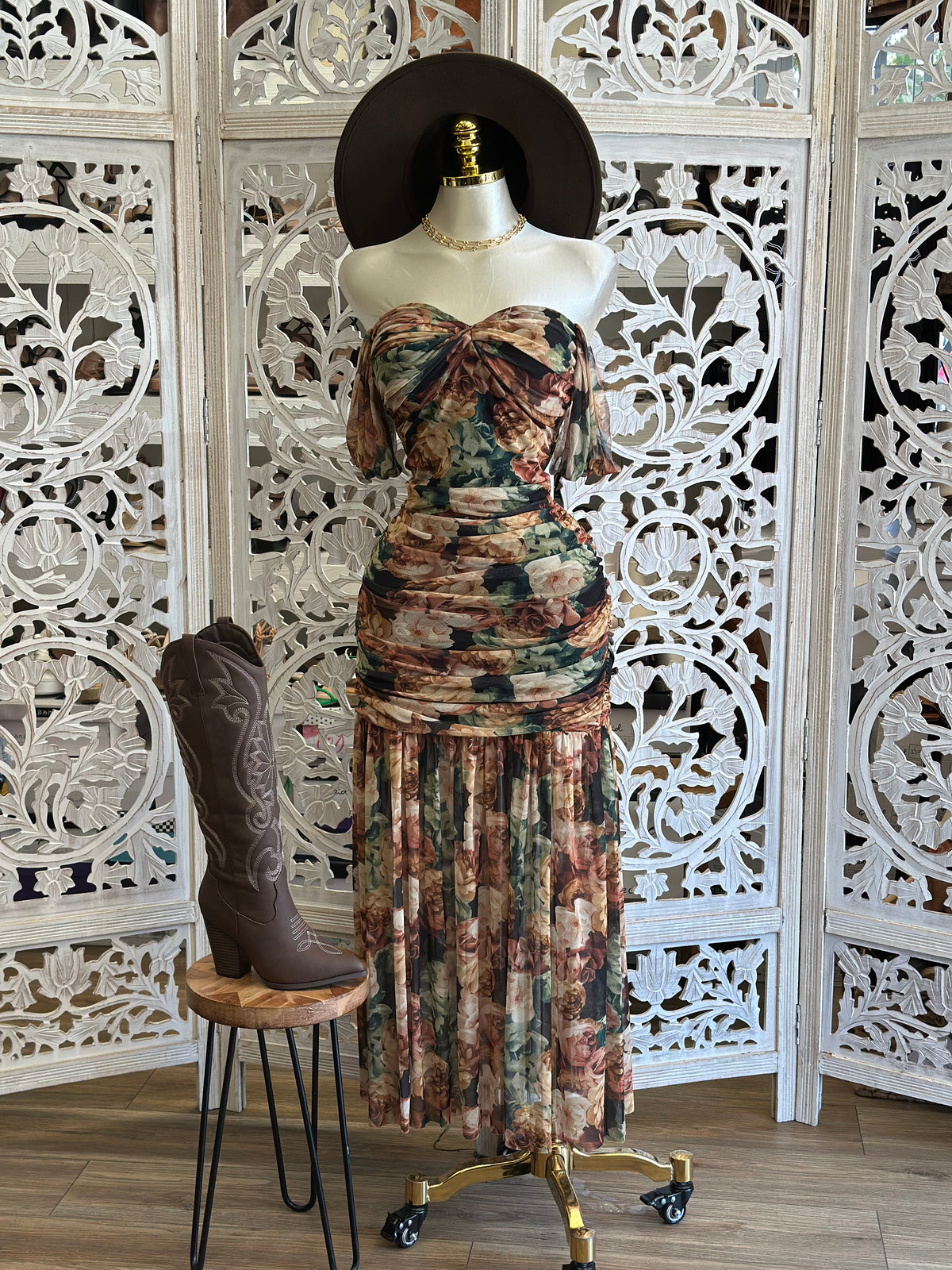 Painted Canyon Floral Dress- Estira, Stretchy