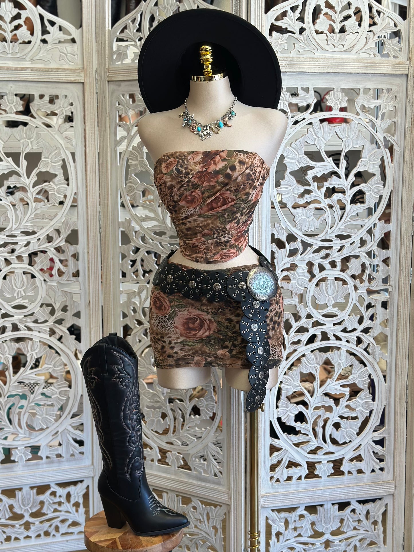 Flower Cheetah Print Mini Set- Estira Poco, Slightly Stretchy
