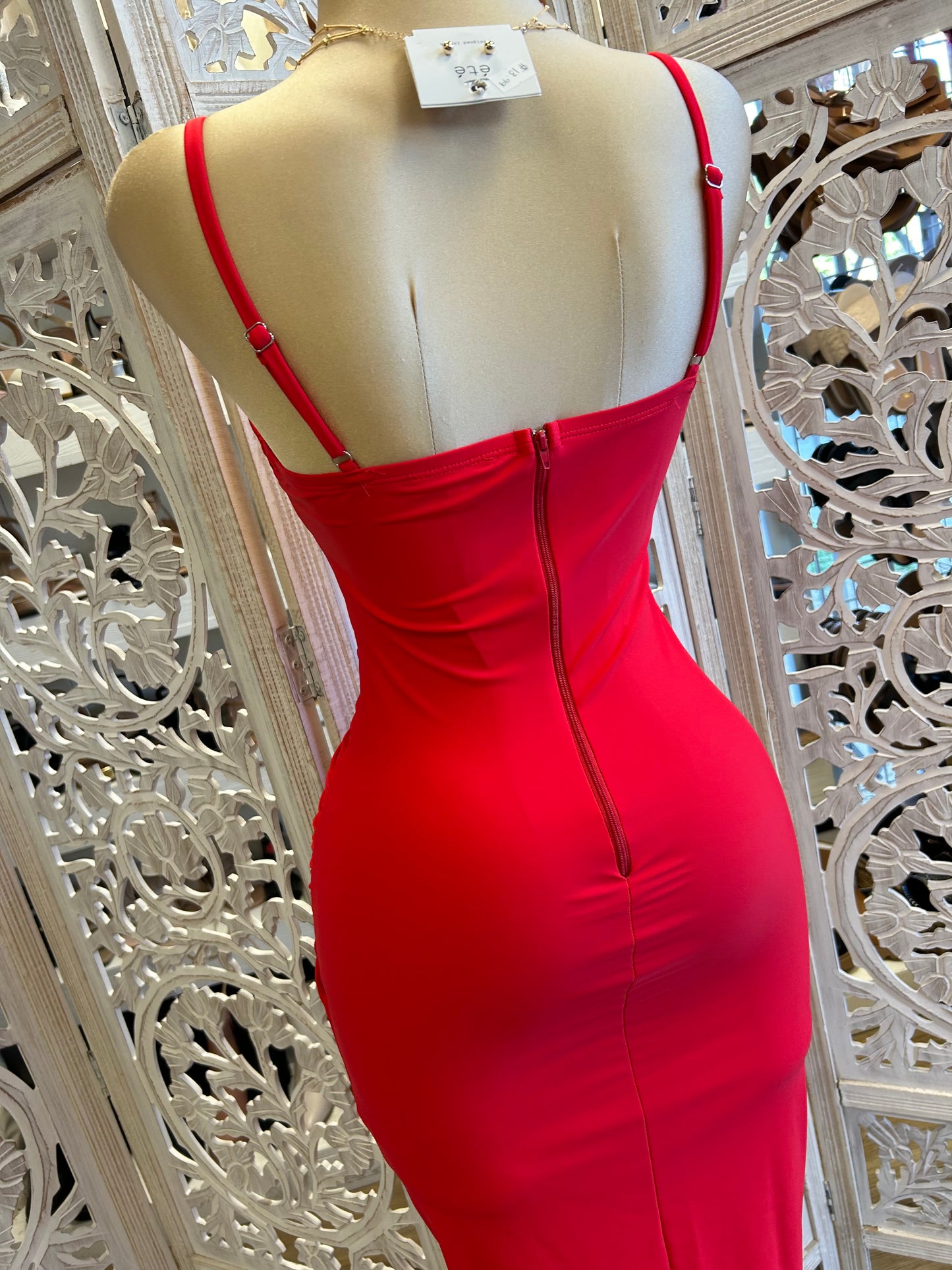 Red Corset Draped Dress- Super Stretchy