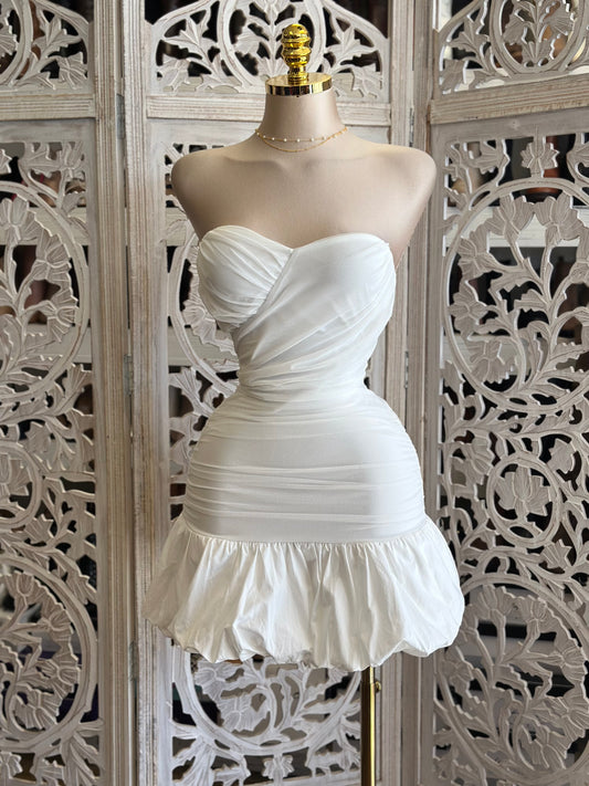 Heartline Puff Mini Dress- Stretchy,Estira