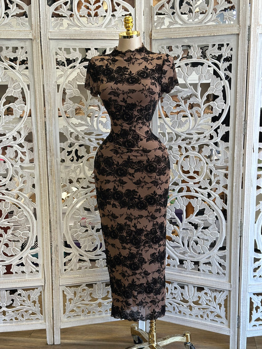 Odette Mock-Neck Dress- Estira, Stretchy