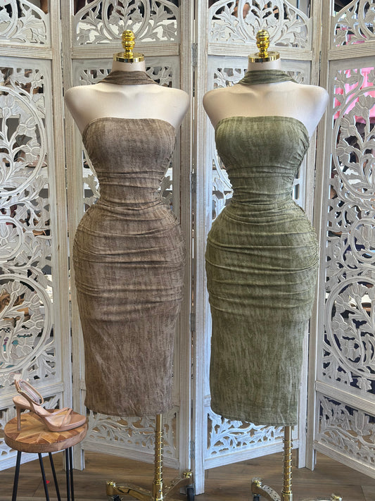 Brushed Print Dress - Estira , Stretchy