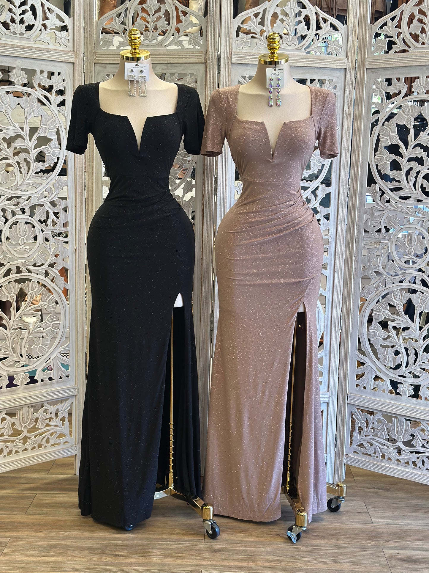 Plunge Maxi Dress- Stretchy ,Estira