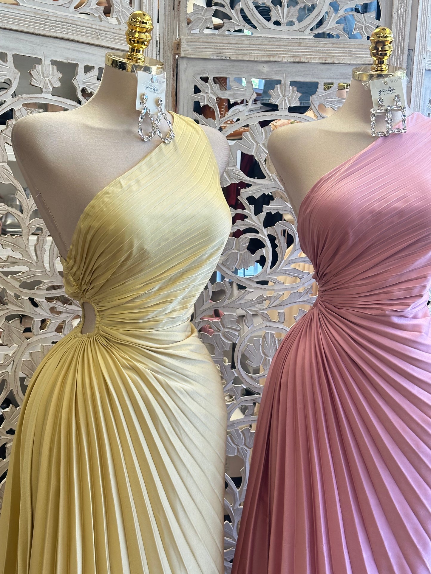 Pleated One Sleeve Dress- Not Stretchy, Not Estira