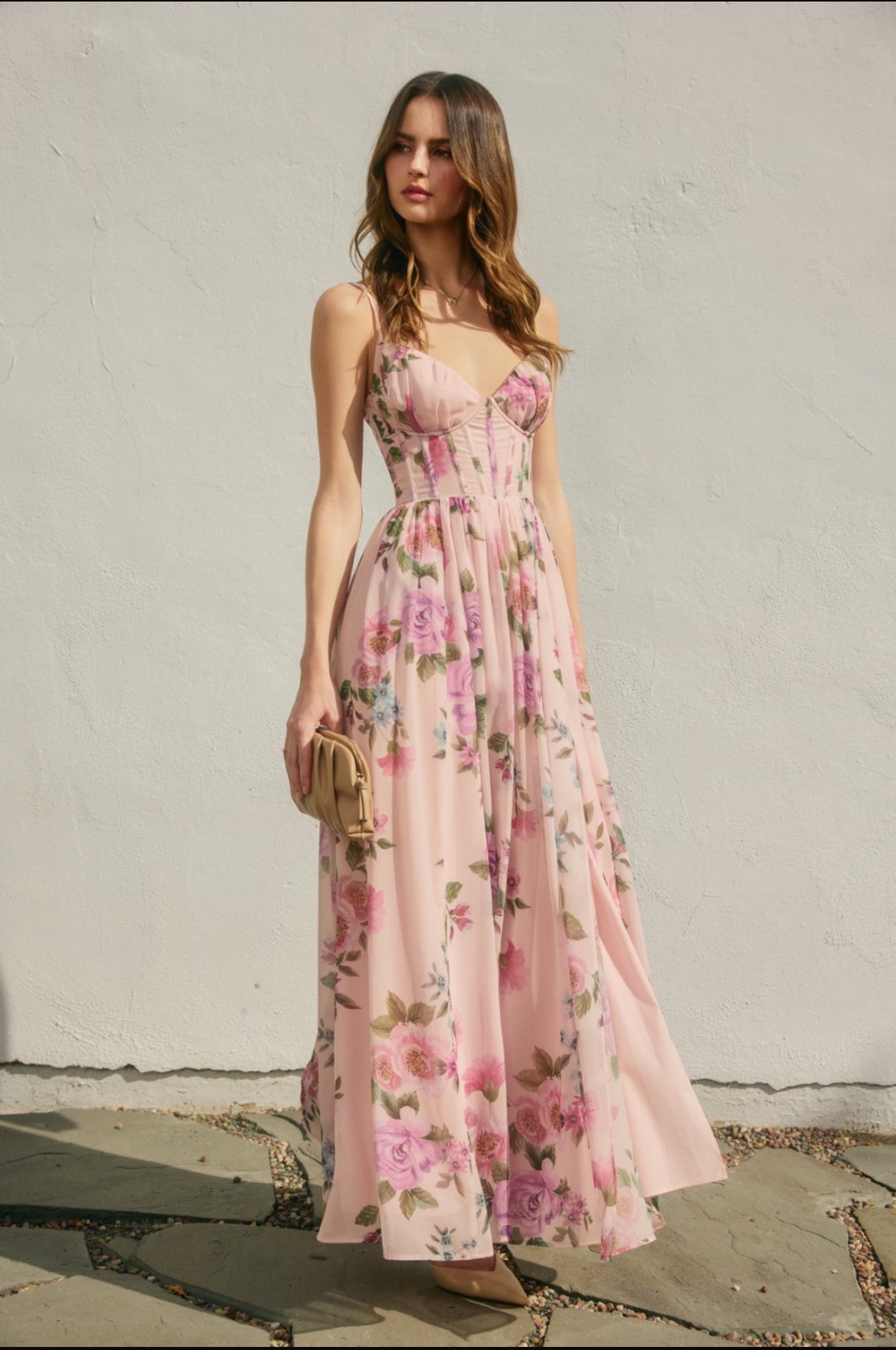 Floral Dream Corset Dress-Not Stretchy,No Estira