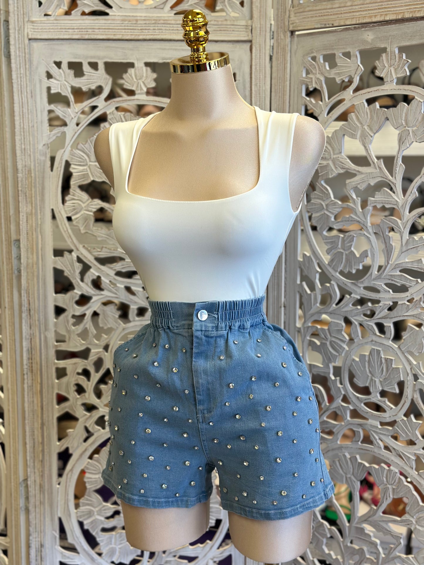 Rhinestone Denim Set- Stretchy