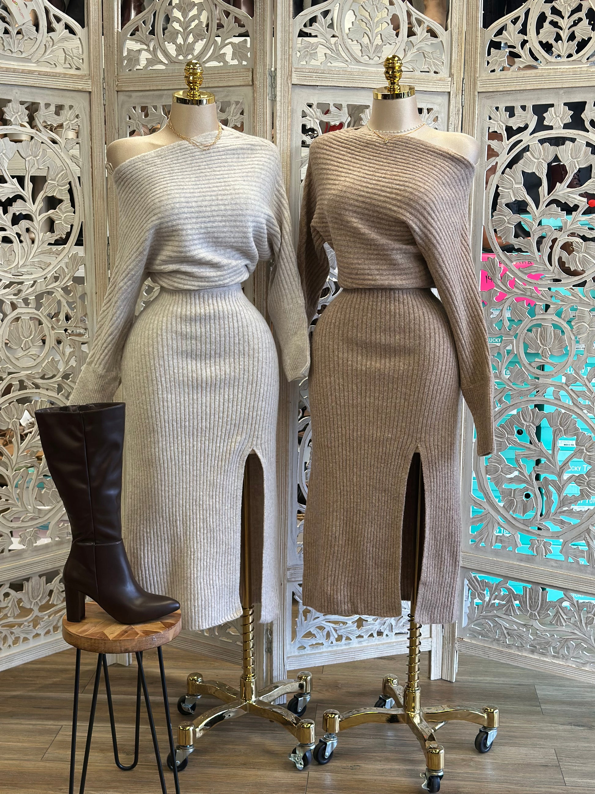 off the shoulder neutral dress Rhetta White Off The Shoulder Sweater Dress - XXL Size - Women's Dresses