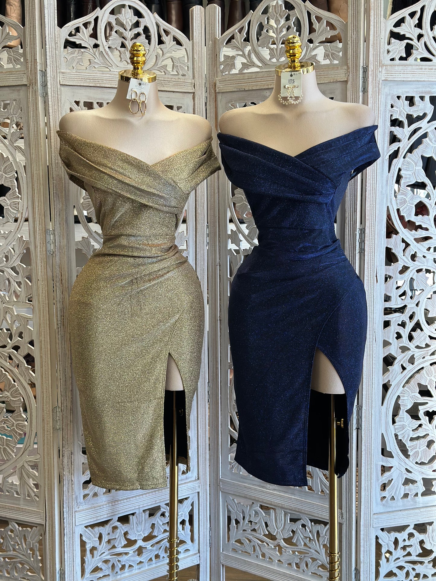 Shimmery Wrapped Cocktail Dress- Stretchy,Estira