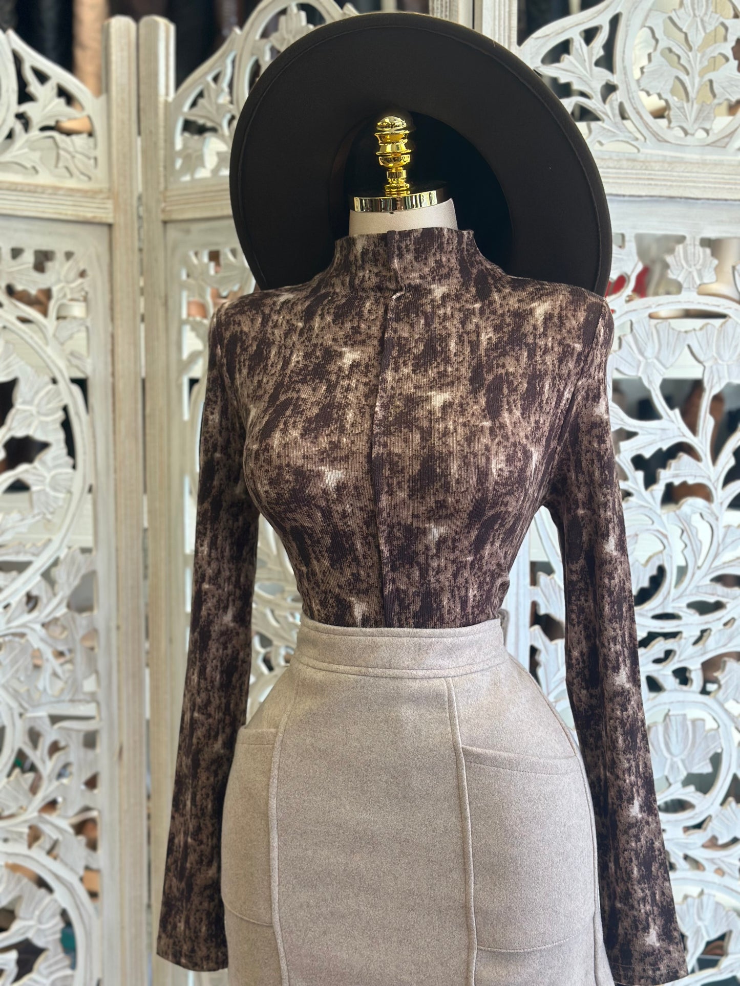 Light Brown Suede Mini Skirt- Stretchy , Estira