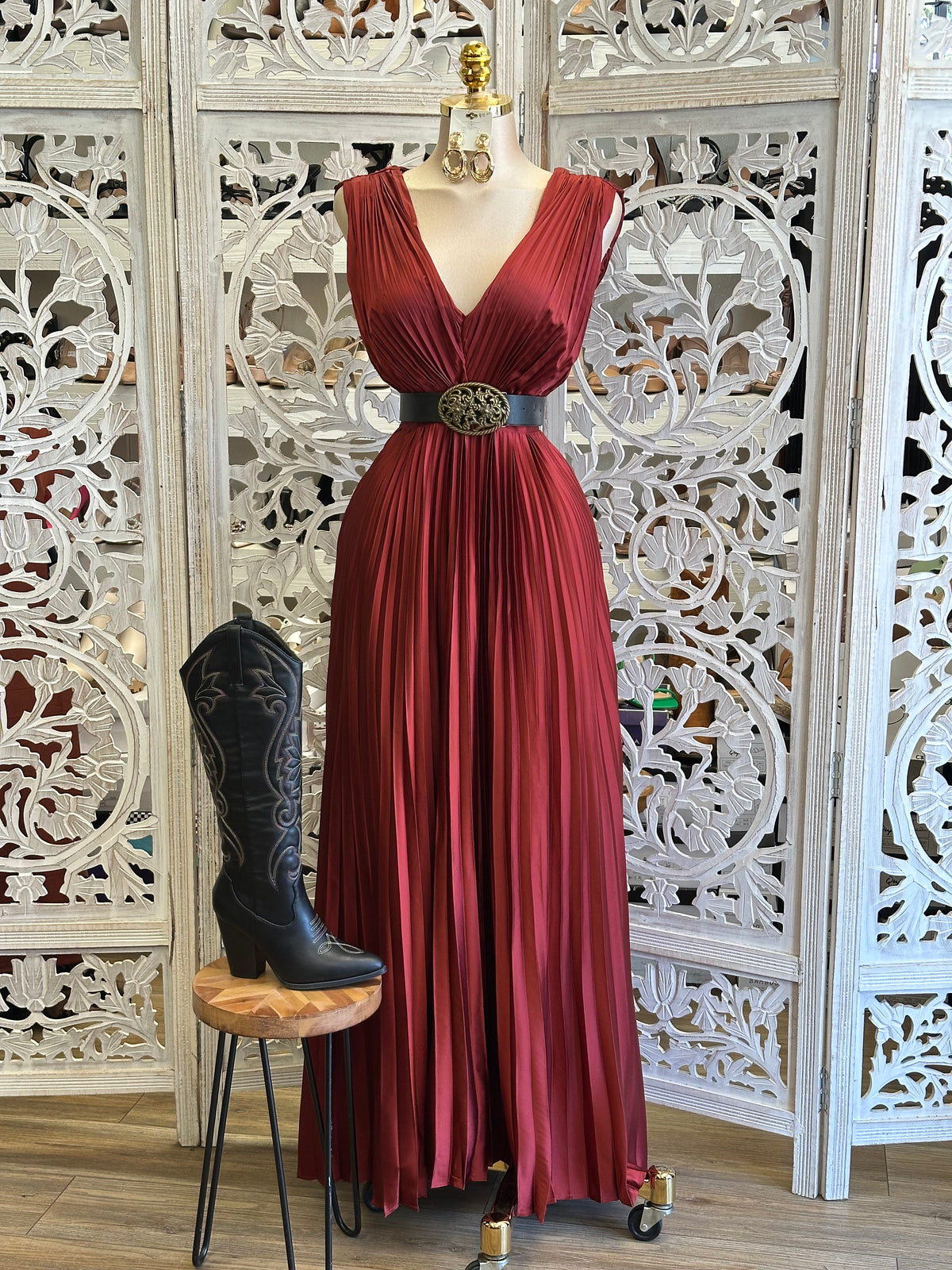 Athena Pleated Maxi- Estira, Stretchy