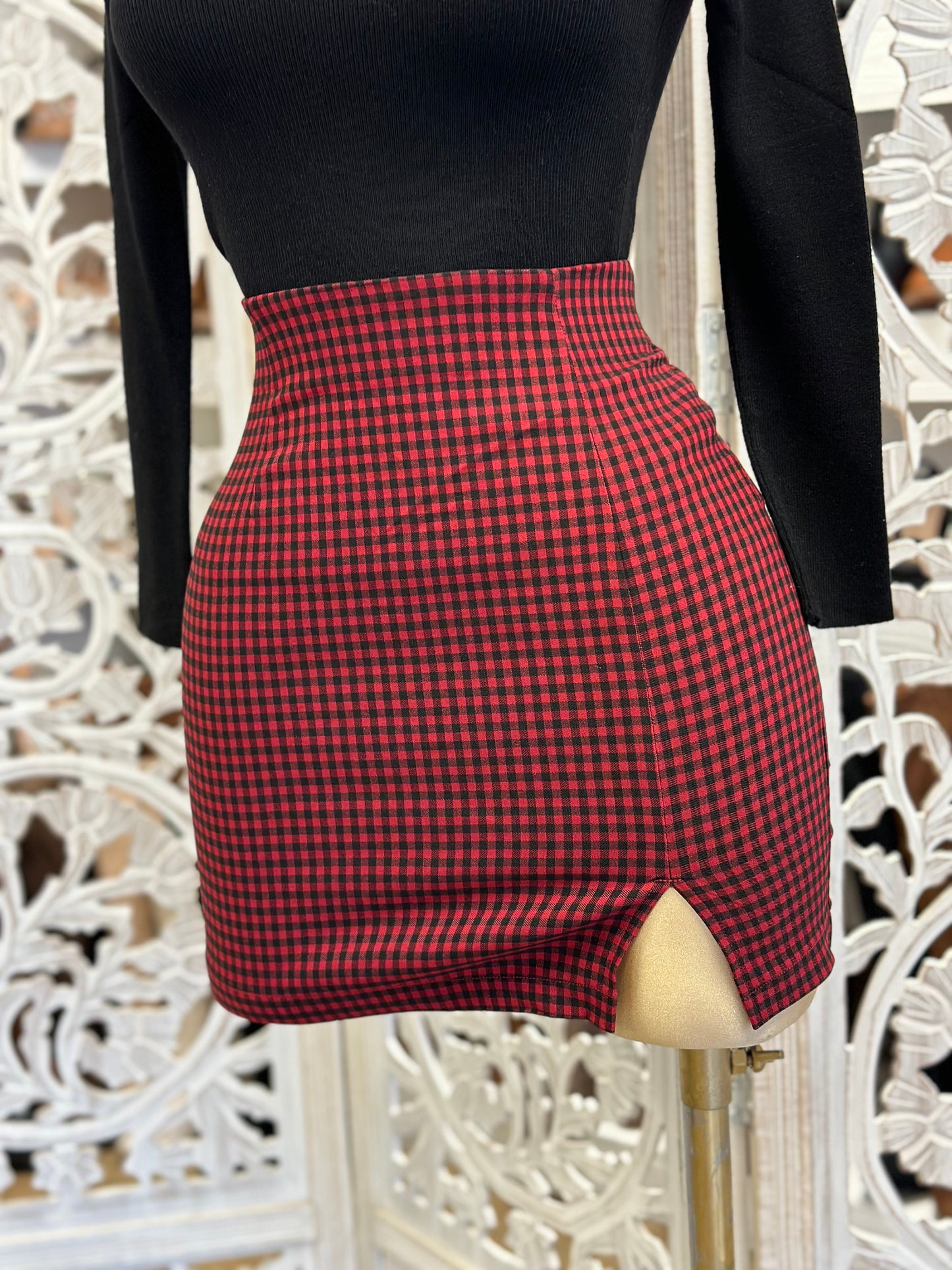 Red plaid Mini Skirt