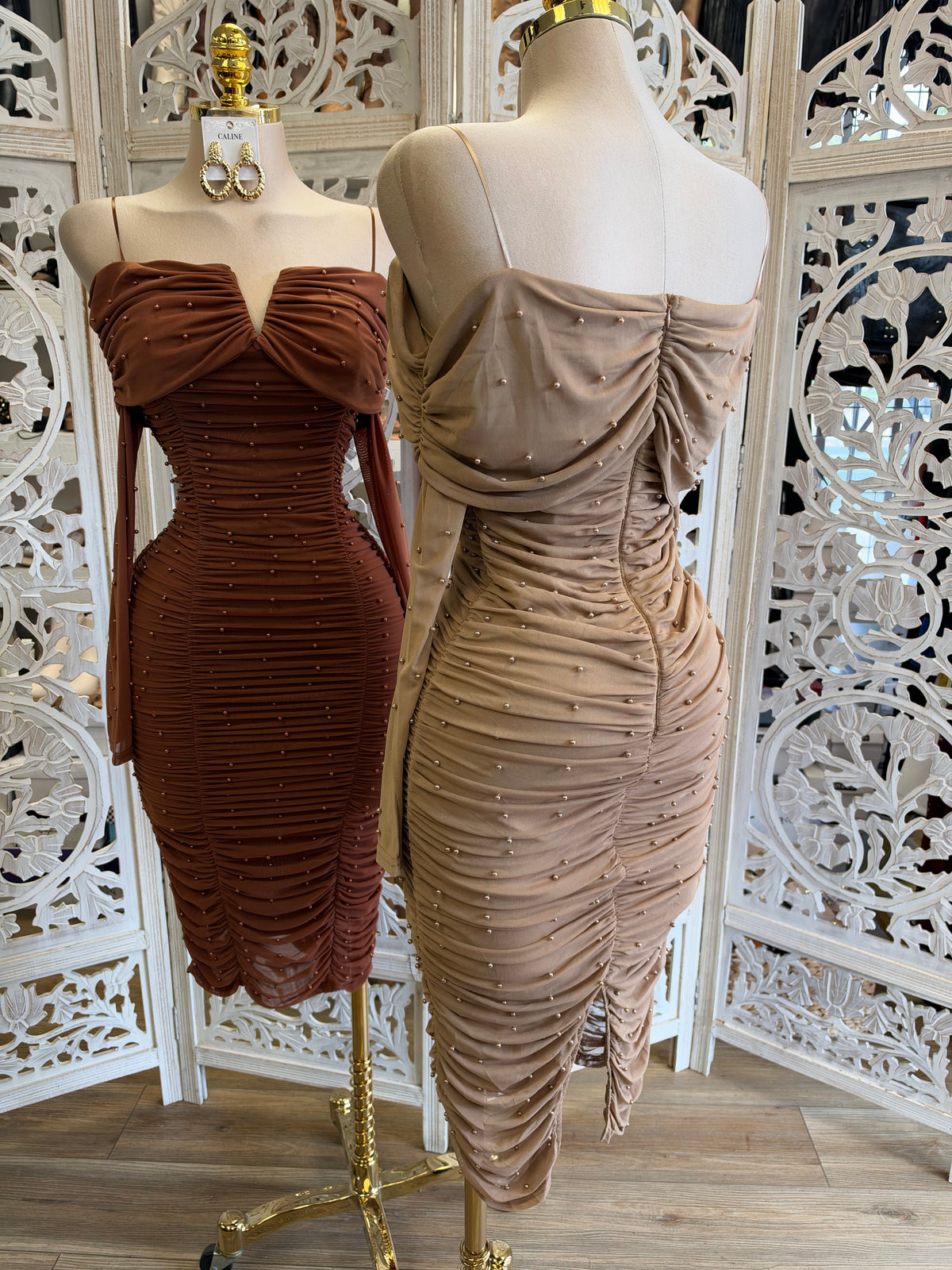 Aurelia Pearl Midi Dress- Estira , Stretchy
