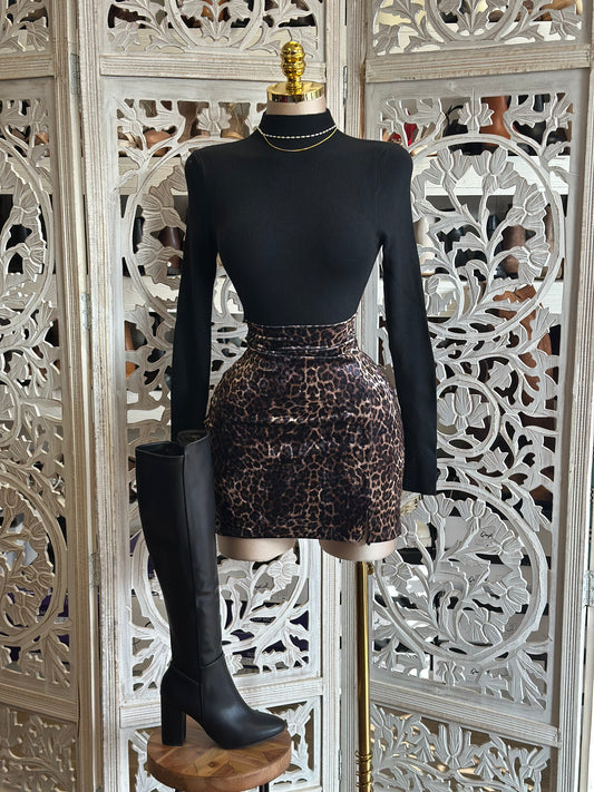 Cheetah Print Mini Skirt- Stretchy , Estira