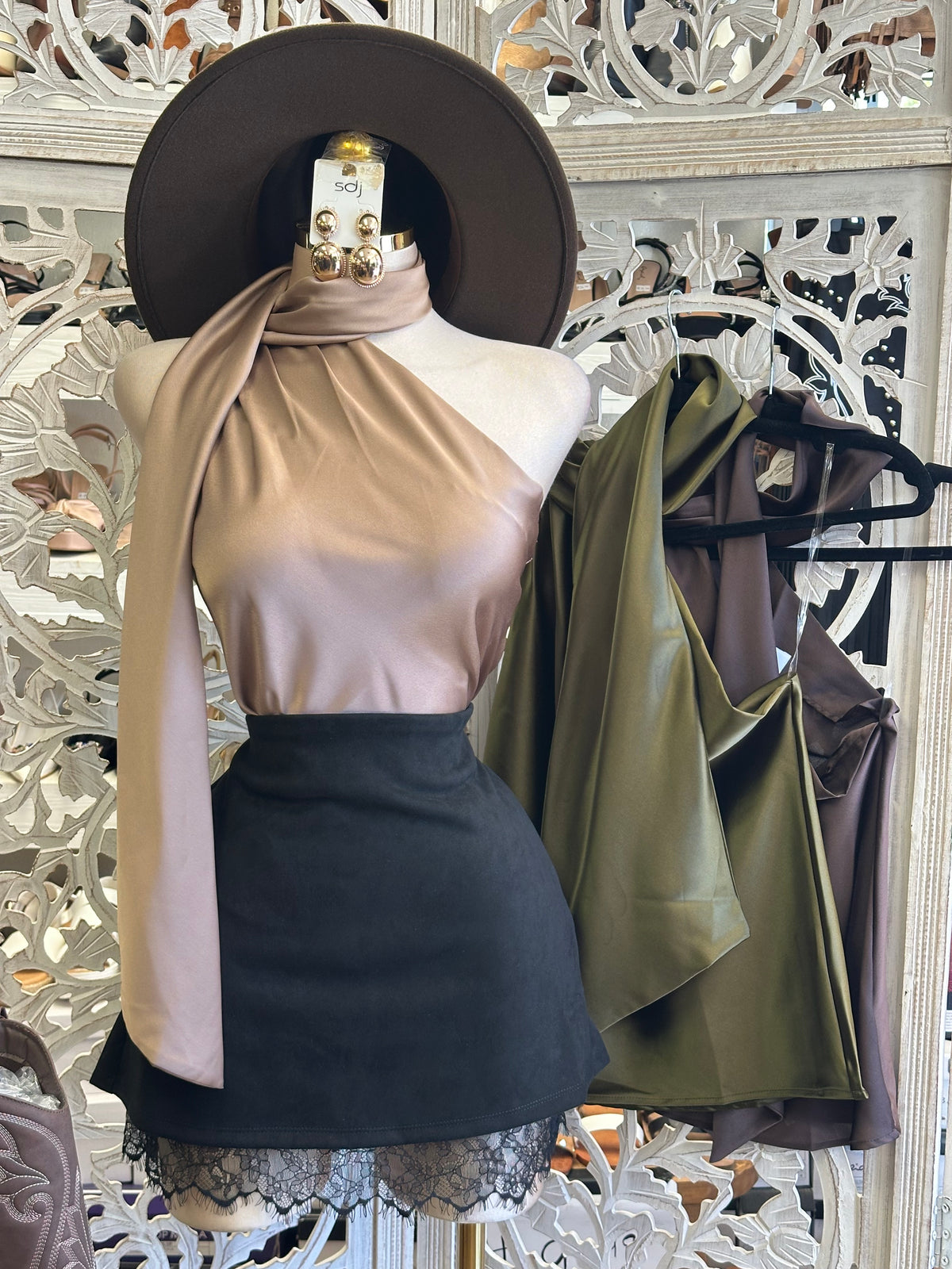 Zinnia Asymmetric Halter Blouse