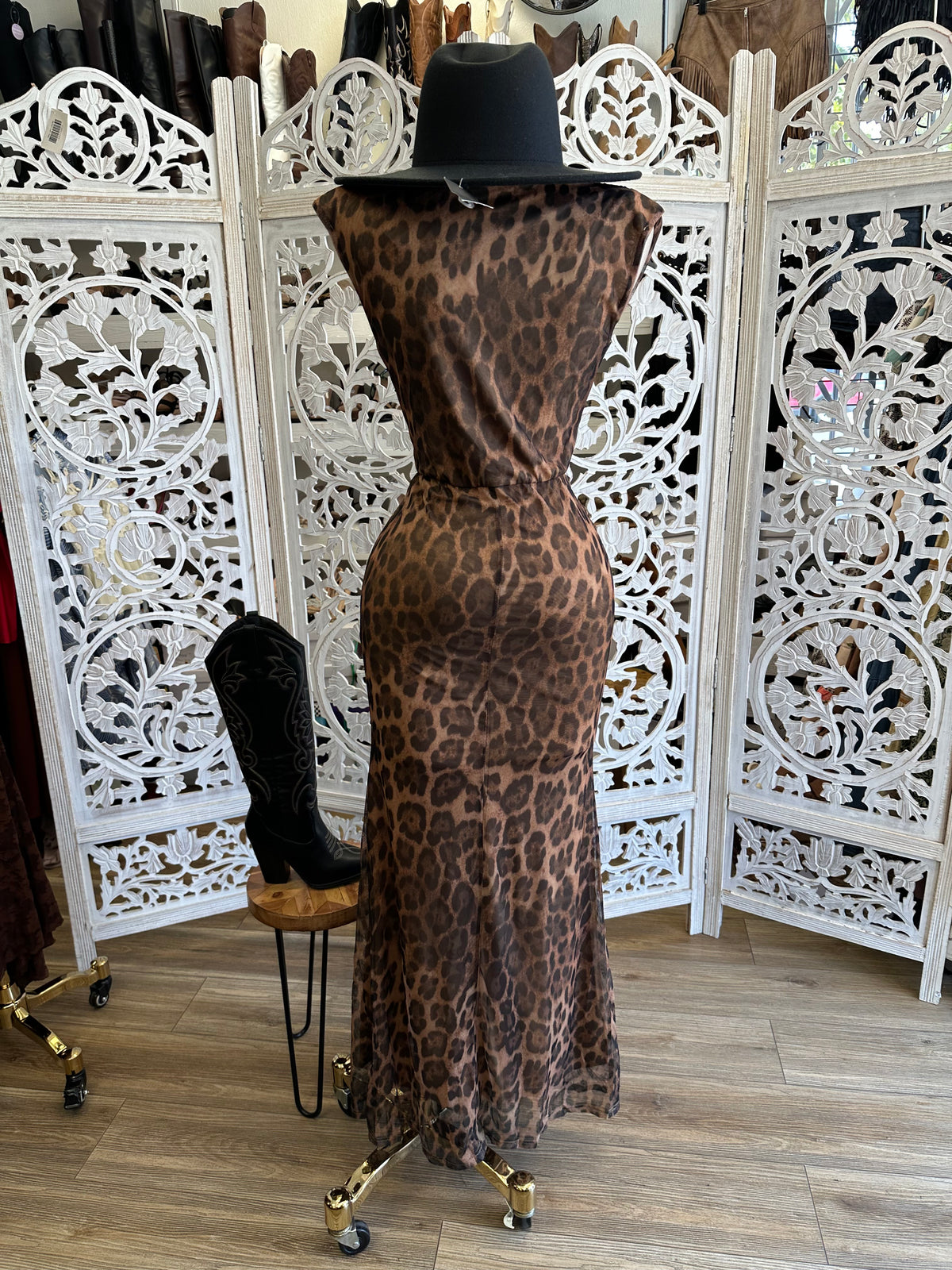 Badlands Cheetah Maxi Dress- Estira, Stretchy