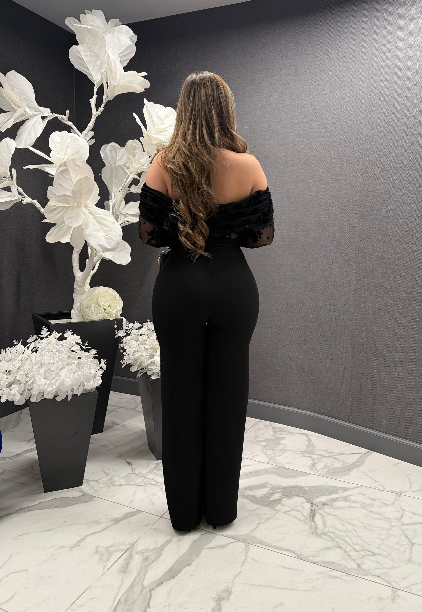 All Black Rose Jumpsuit - Slightly Stretchy,Estira Poco