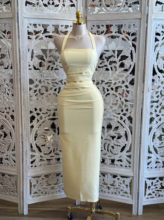 Soft Butter Lidi Backless Dress- Not Stretchy, No Estira