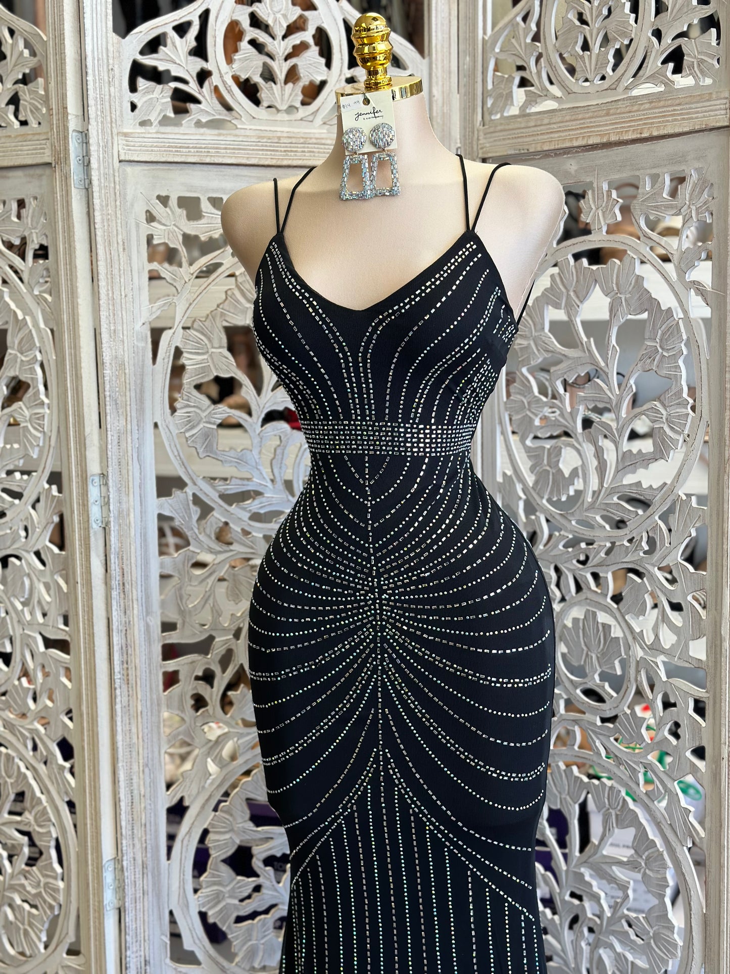 Black Rhinestone Gown- Stretchy, Estira