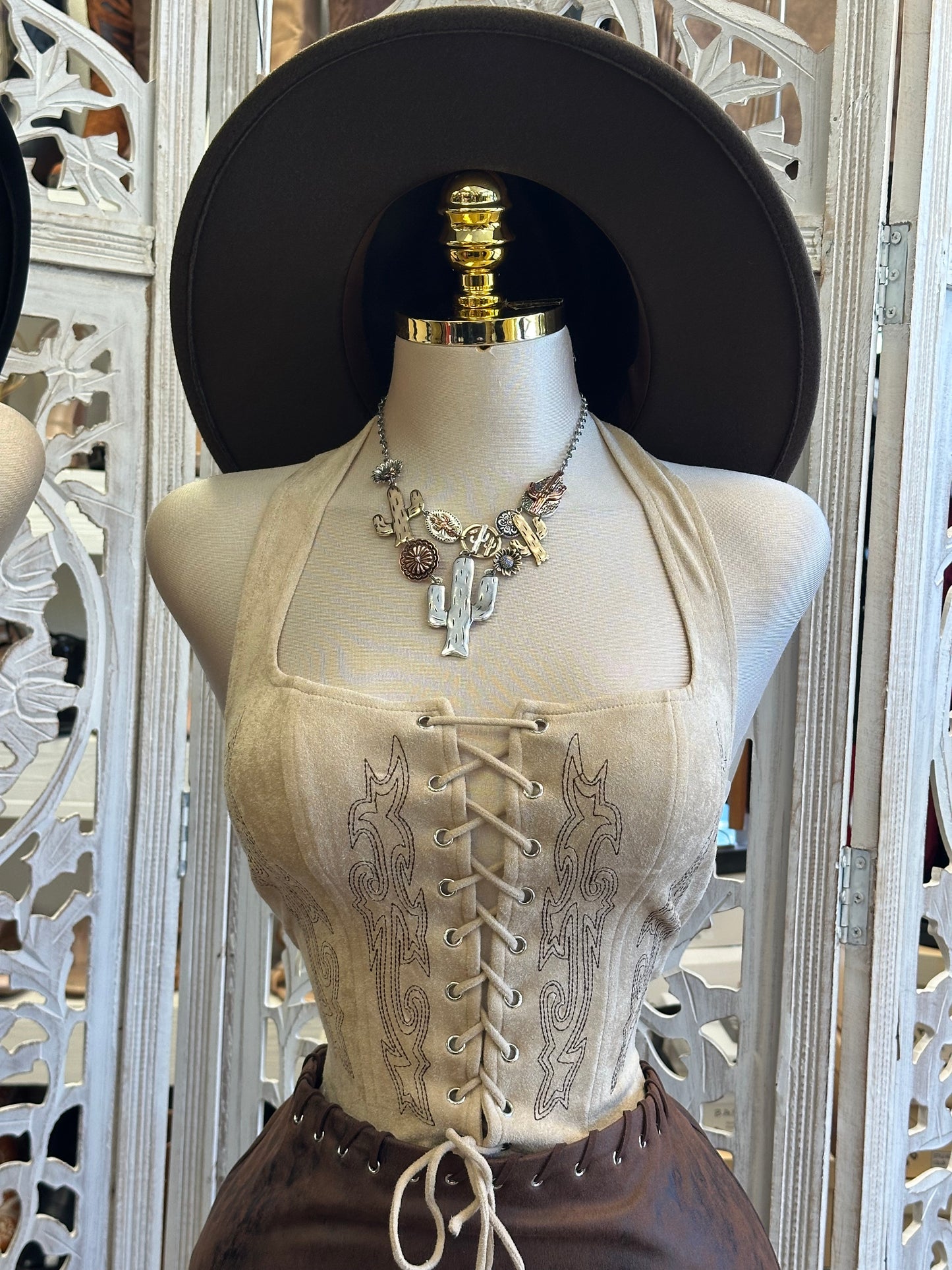 Tie Up Western Top - Estira, Stretchy
