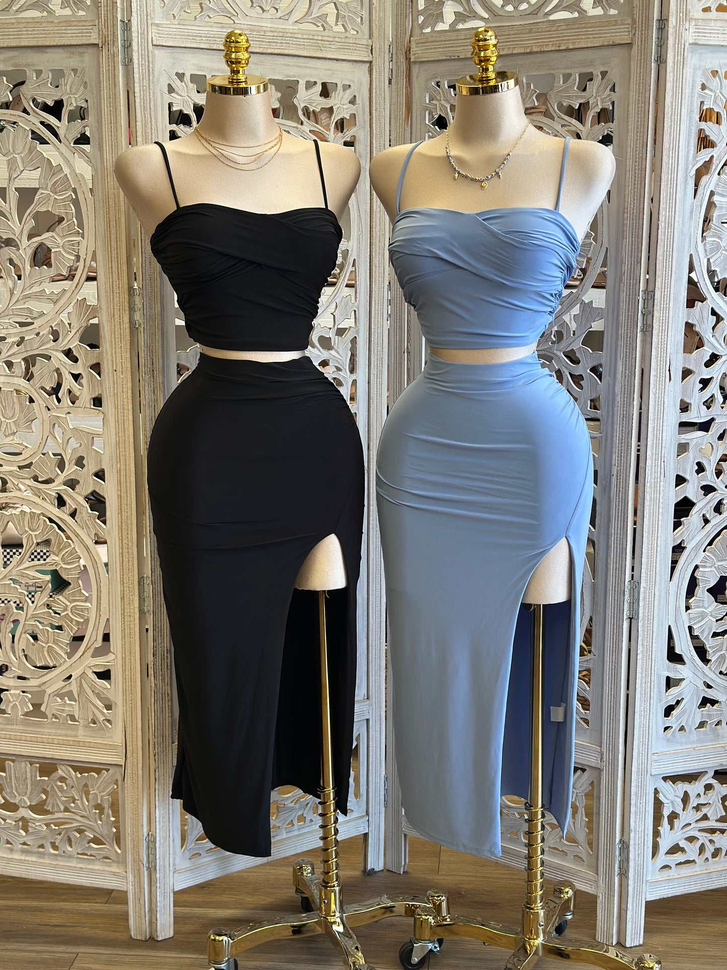 Draped Skirt and Cami Set- Estira, Stretchy
