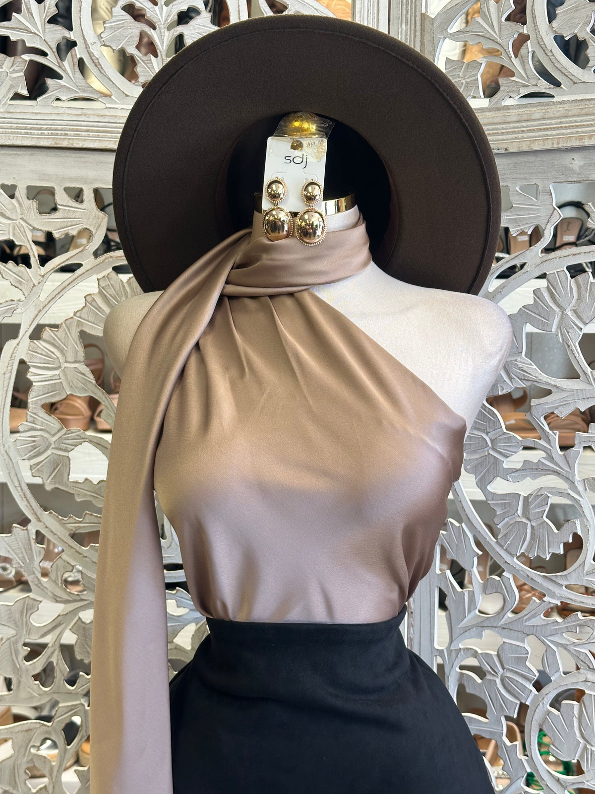 Zinnia Asymmetric Halter Blouse