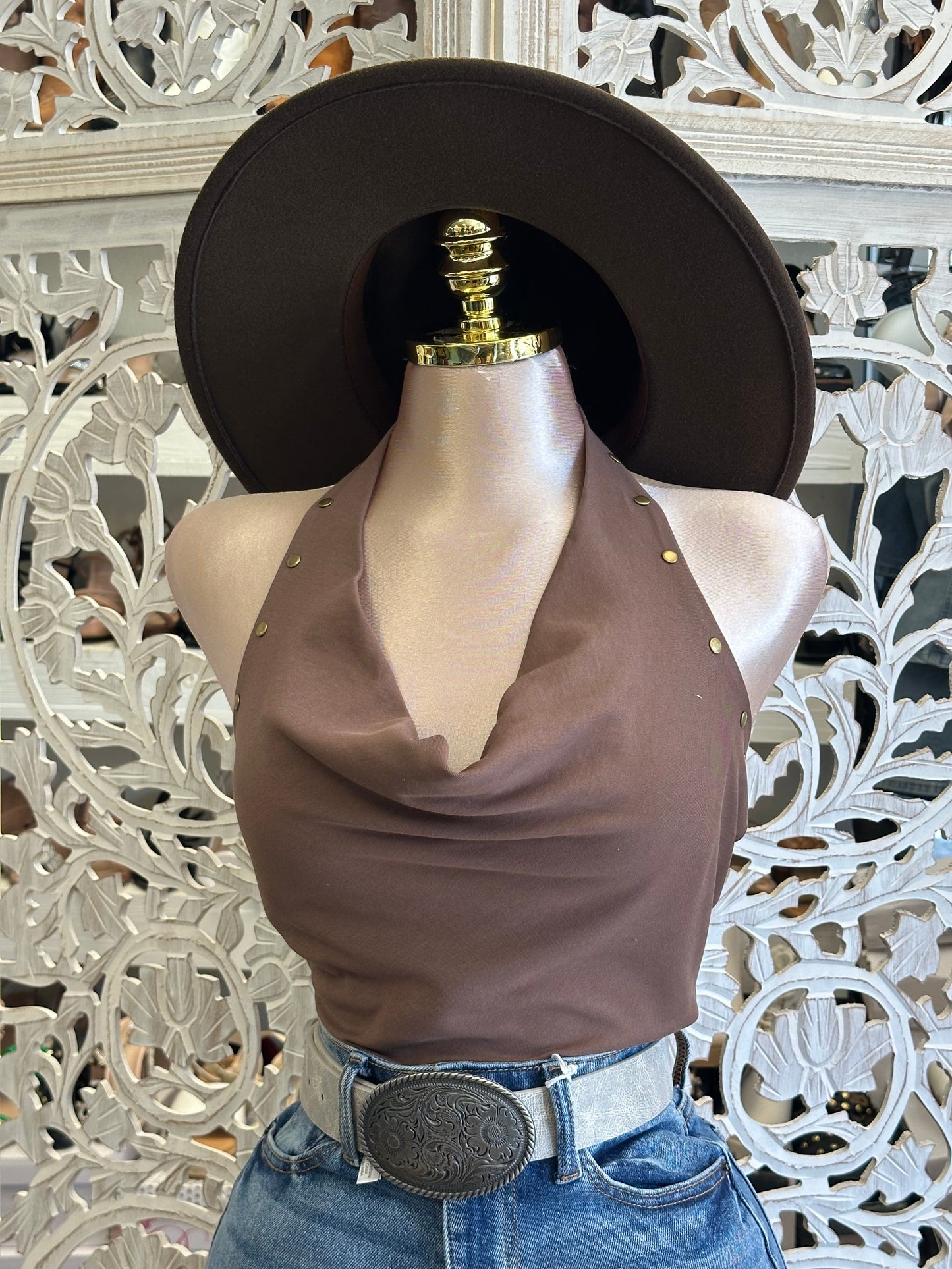 Studded Halter Blouse