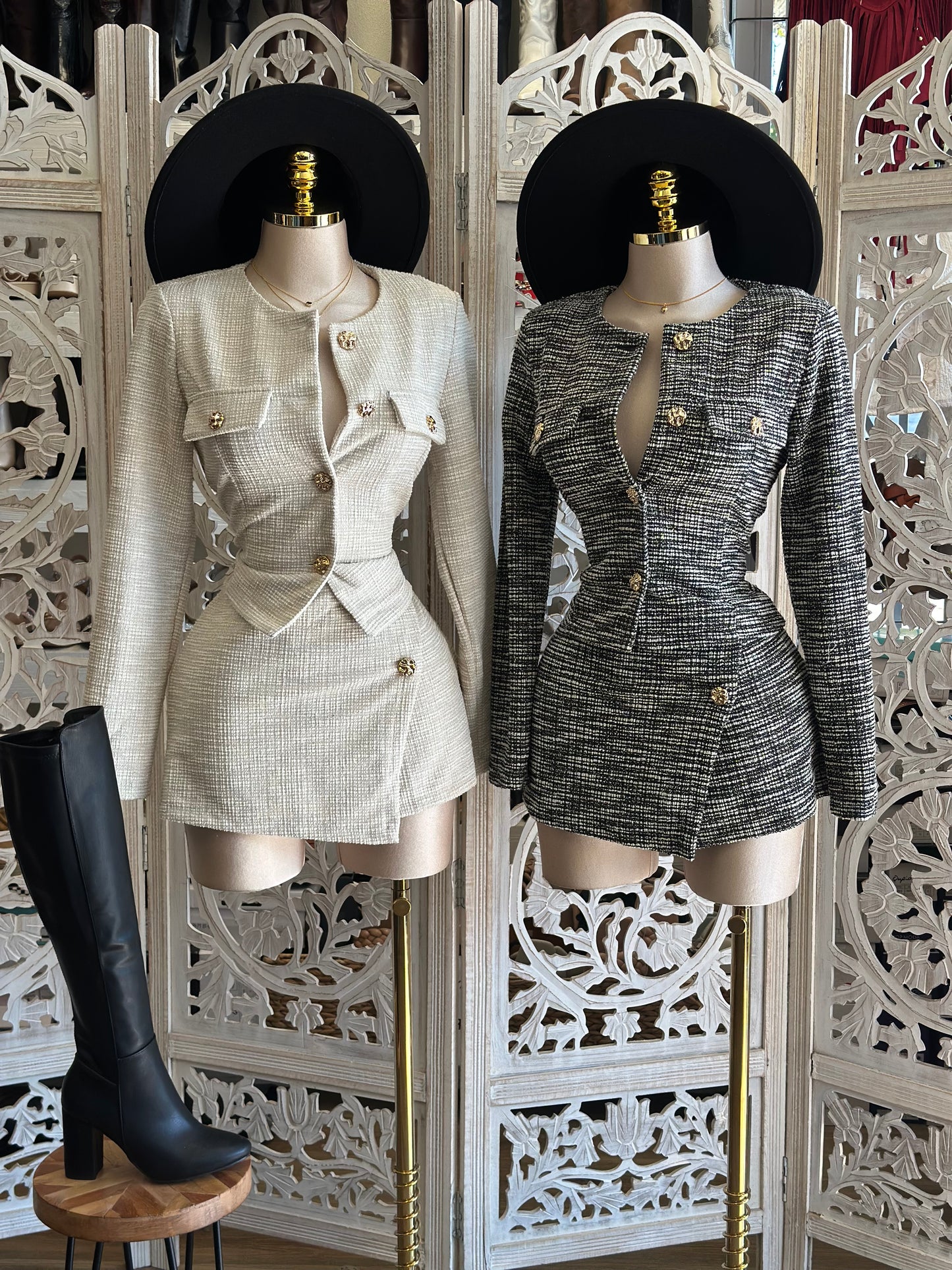 Heathered Gold Button Set - Estira ,Stretchy