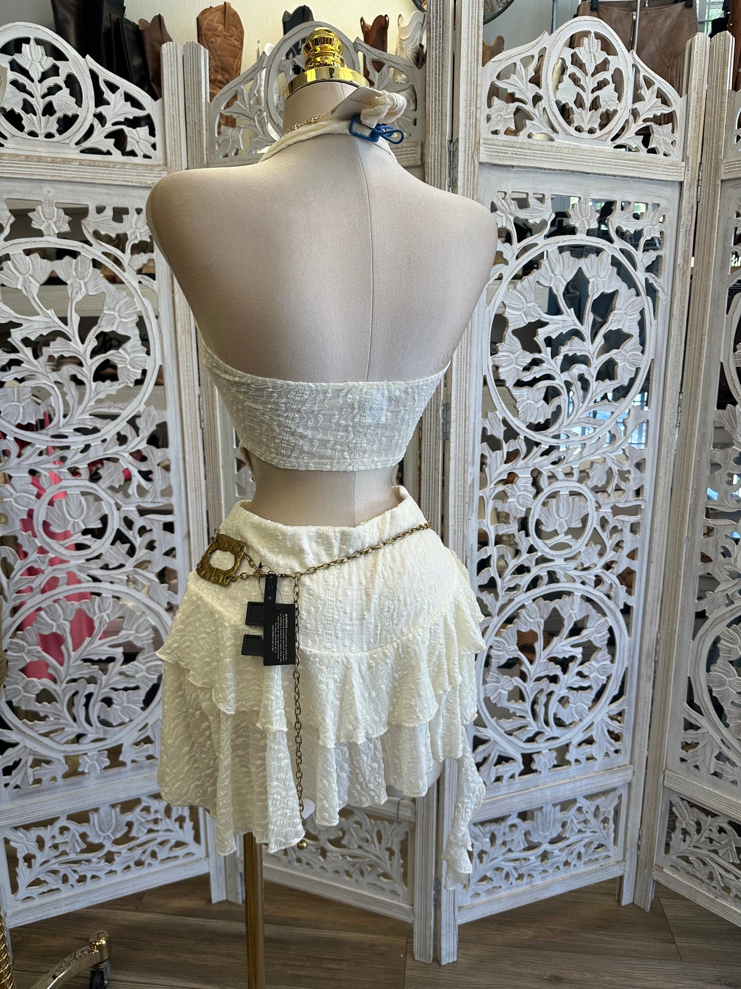 Ruffle Mini Skirt Set- Stretchy, Estira