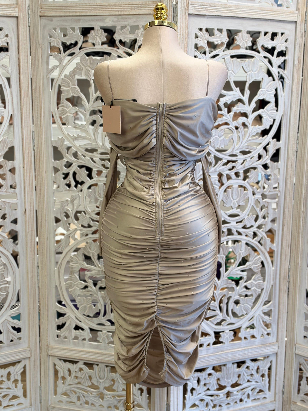 Stardust Serenade Midi Dress- Slightly Stretchy, Estira Poco