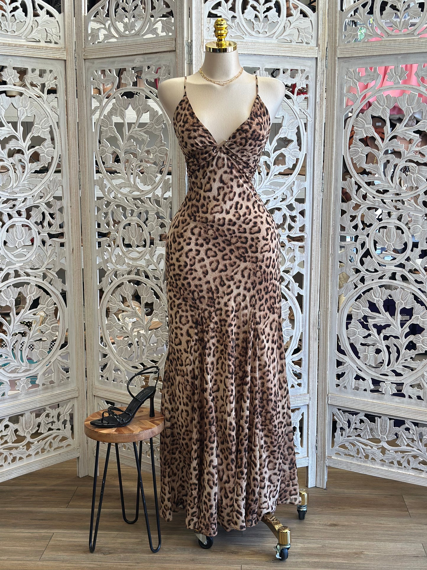 Cheetah Maxi Cami Dress - Estira, Stretchy